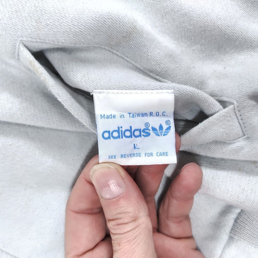 Vintage Adidas Reversible Jacket Mens Large Blue Gray Trefoil Spellout Snap Up - Picture 11 of 16